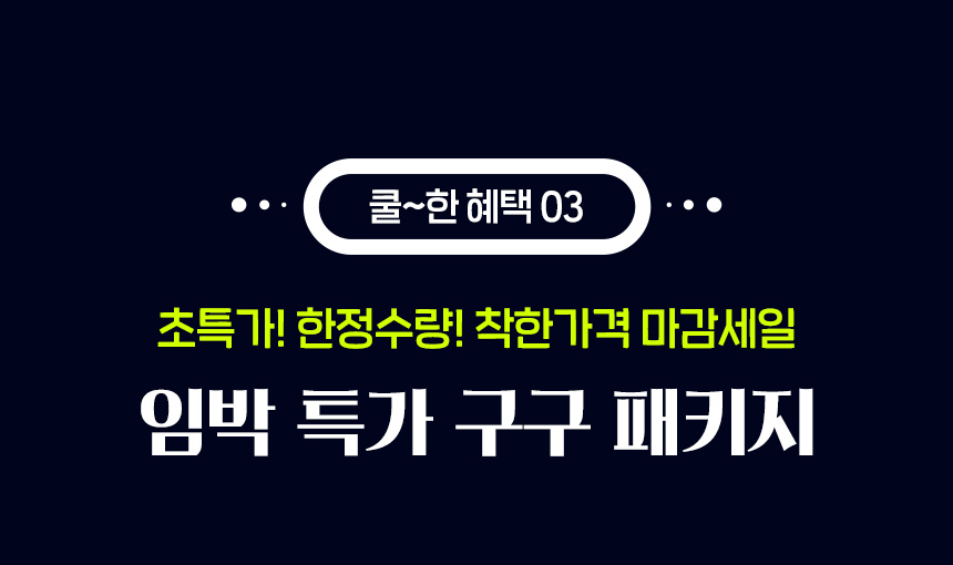 쿨~한 혜택 03. 초특가! 한정수량! 착한가격 마감세일 임박 특가 구구 패키지