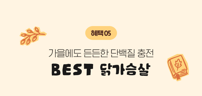 혜택 05.가을에도 든든한 단백질 충전 BEST 닭가슴살
