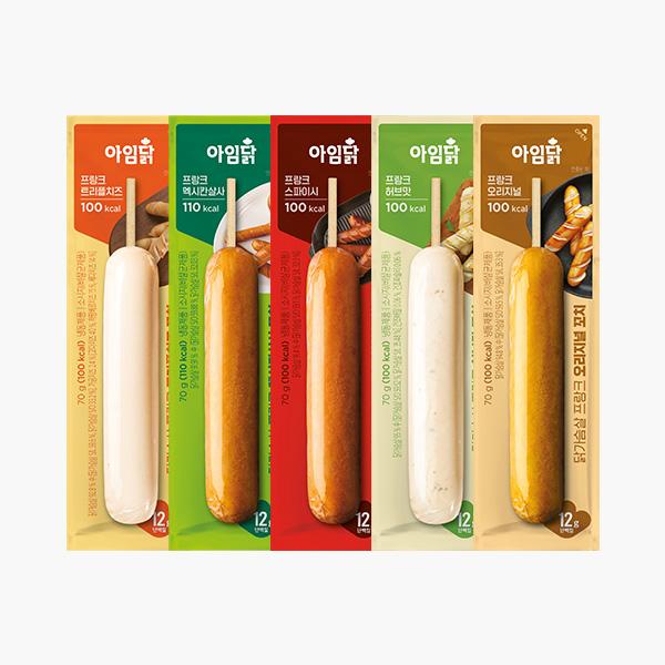 [1팩 1,090원] 닭가슴살 프랑크 소시지 꼬치 5종 10팩